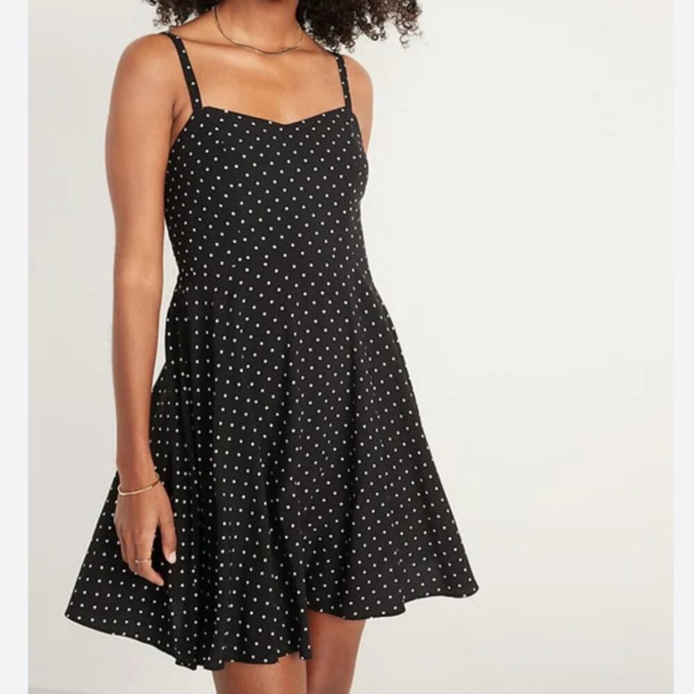Old Navy Black Polka Dot Fit n Flare Mini Dress size S